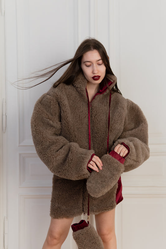 Adult Natural Wool Mittens / Gloves Beige