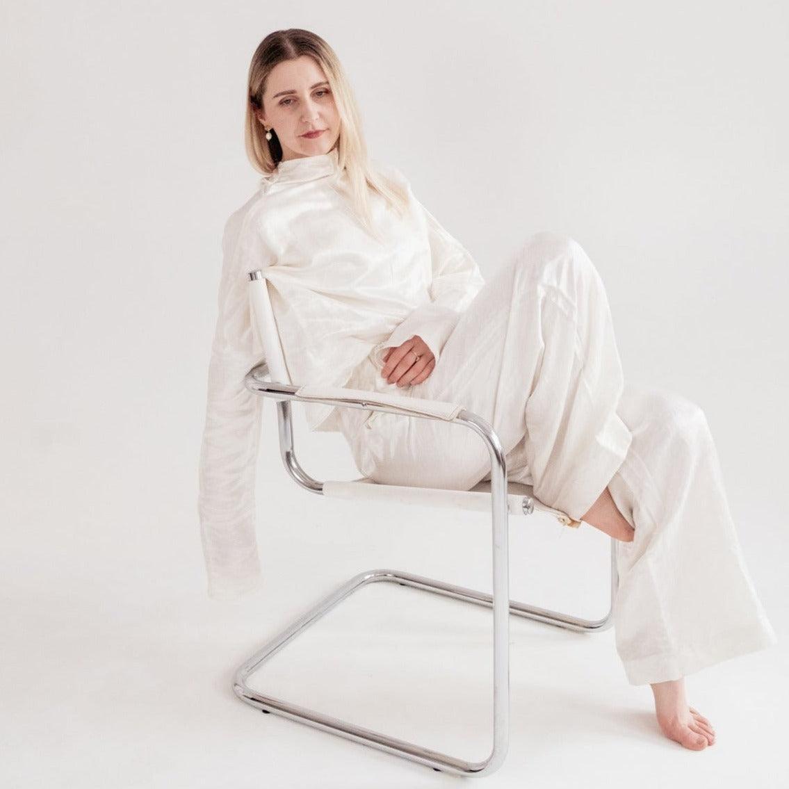 Silk/Linen Clothing Set - White