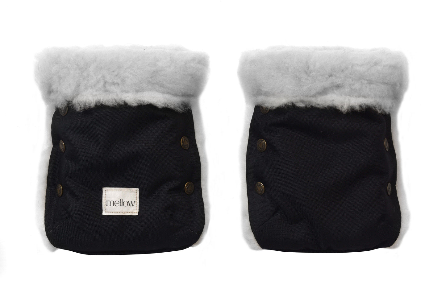 Waterproof Natural Wool Stroller Hand Muffs Black&Grey