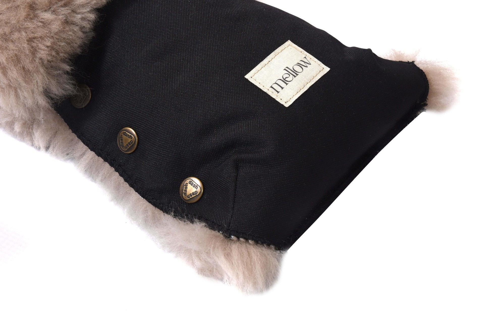 Waterproof Natural Sheepskin Stroller Hand Muffs Black&Beige