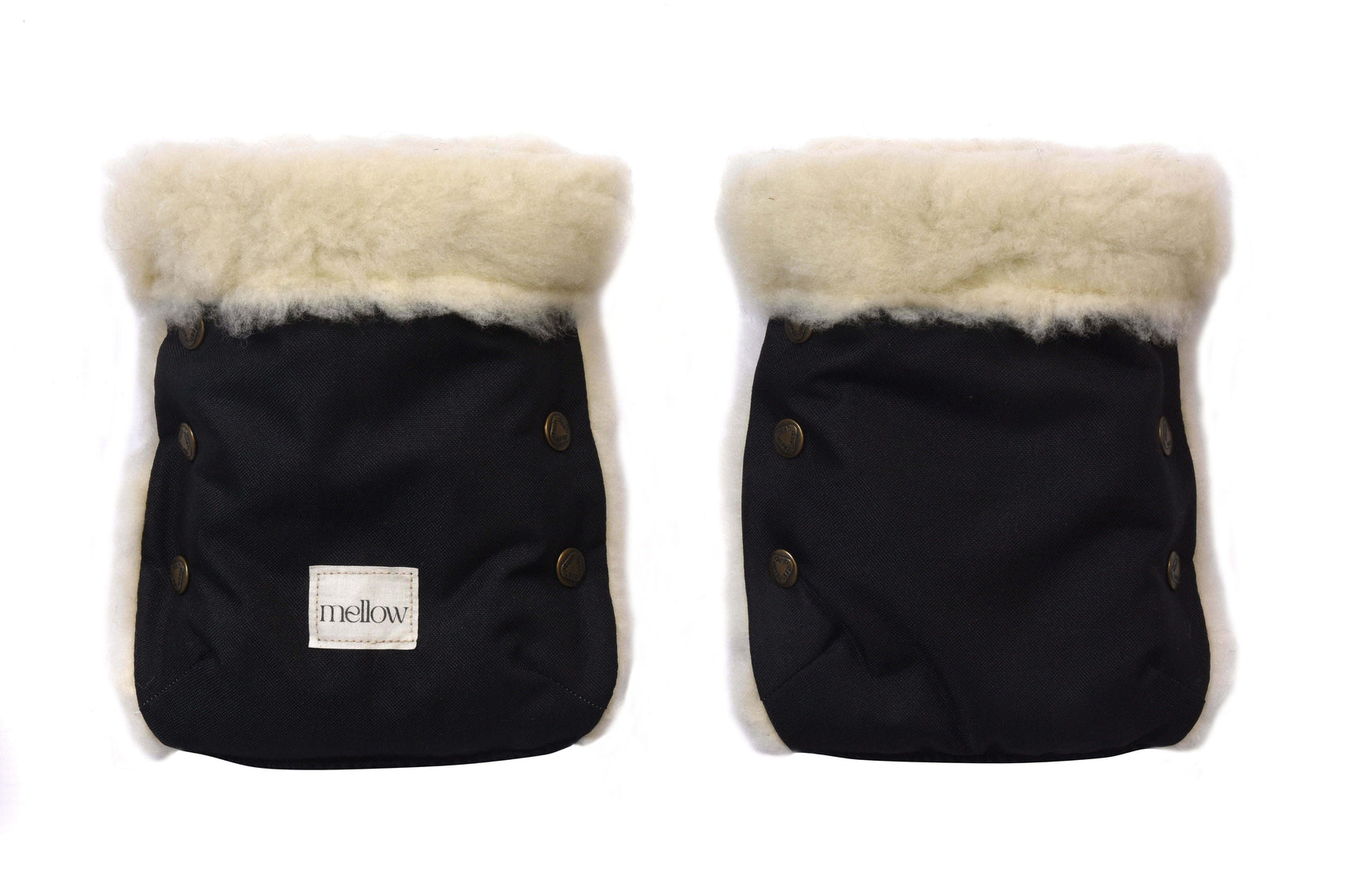 Waterproof Natural Wool Stroller Hand Muffs Black&White