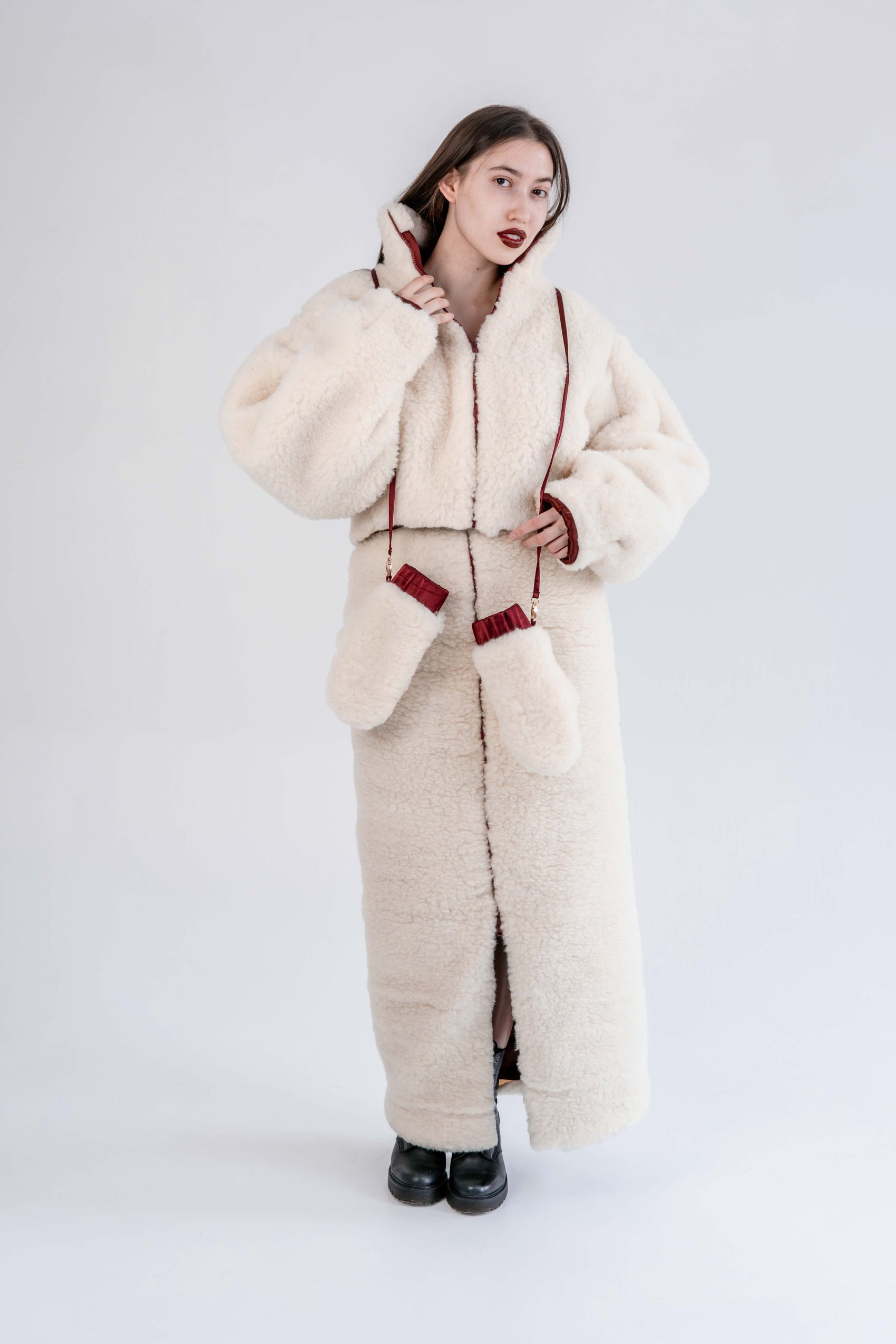 Woolen Women's Long White Skirt