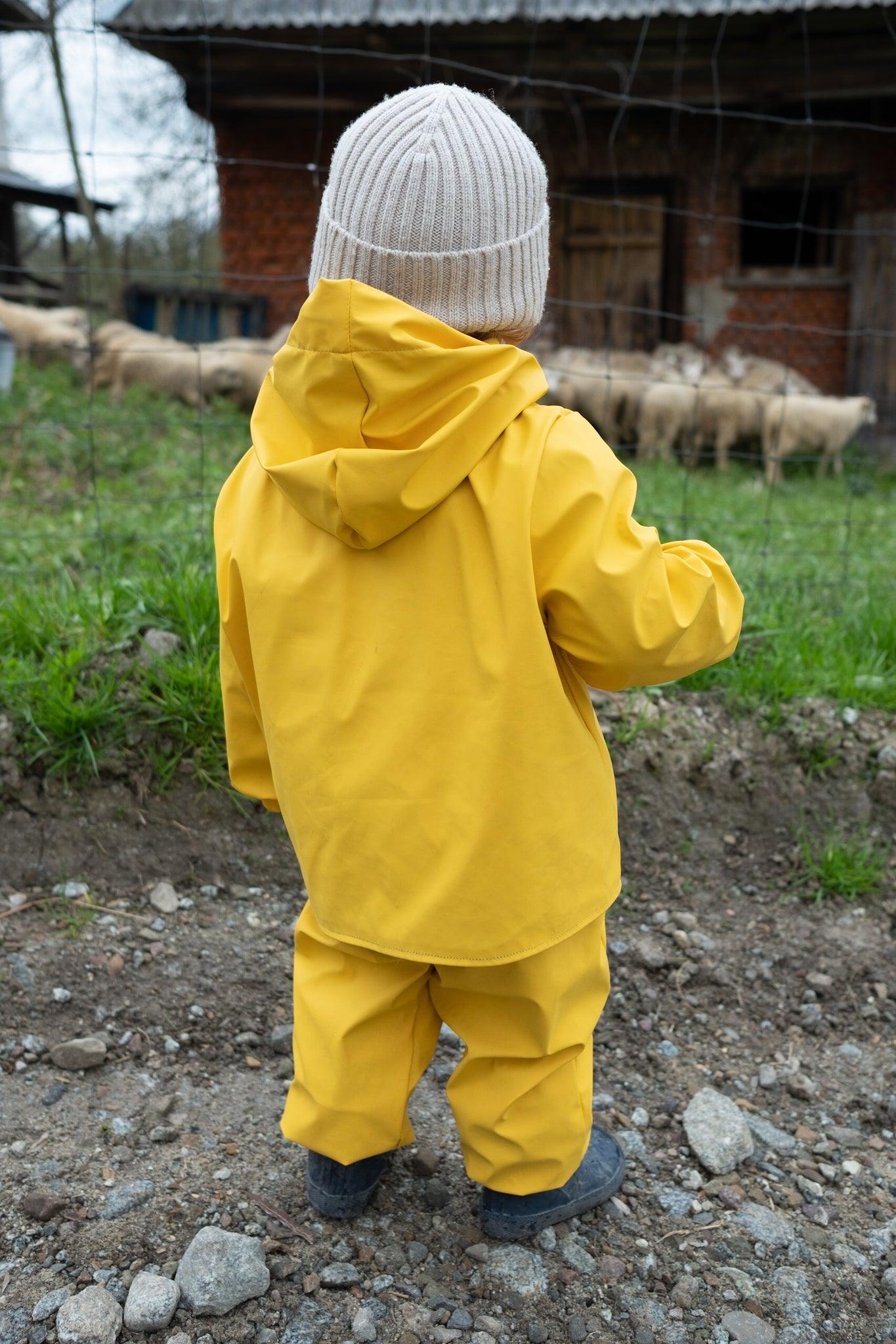 Baby Boy Baby Rain Clothes Yellow Merino Waterproof Kids' Set