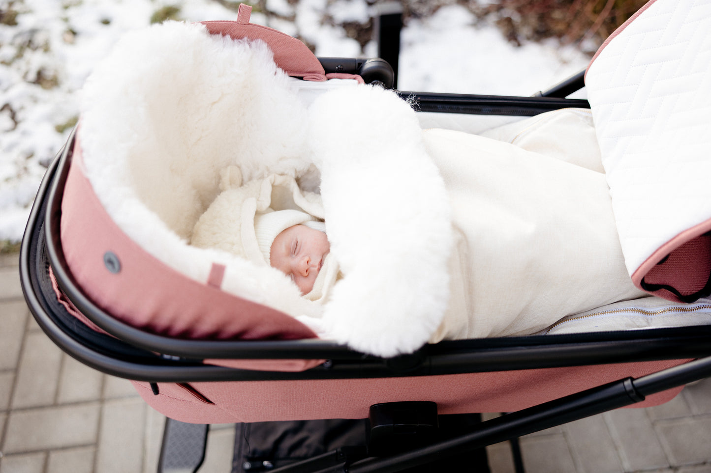 White Natural Sheepskin Stroller Sleeping Bag