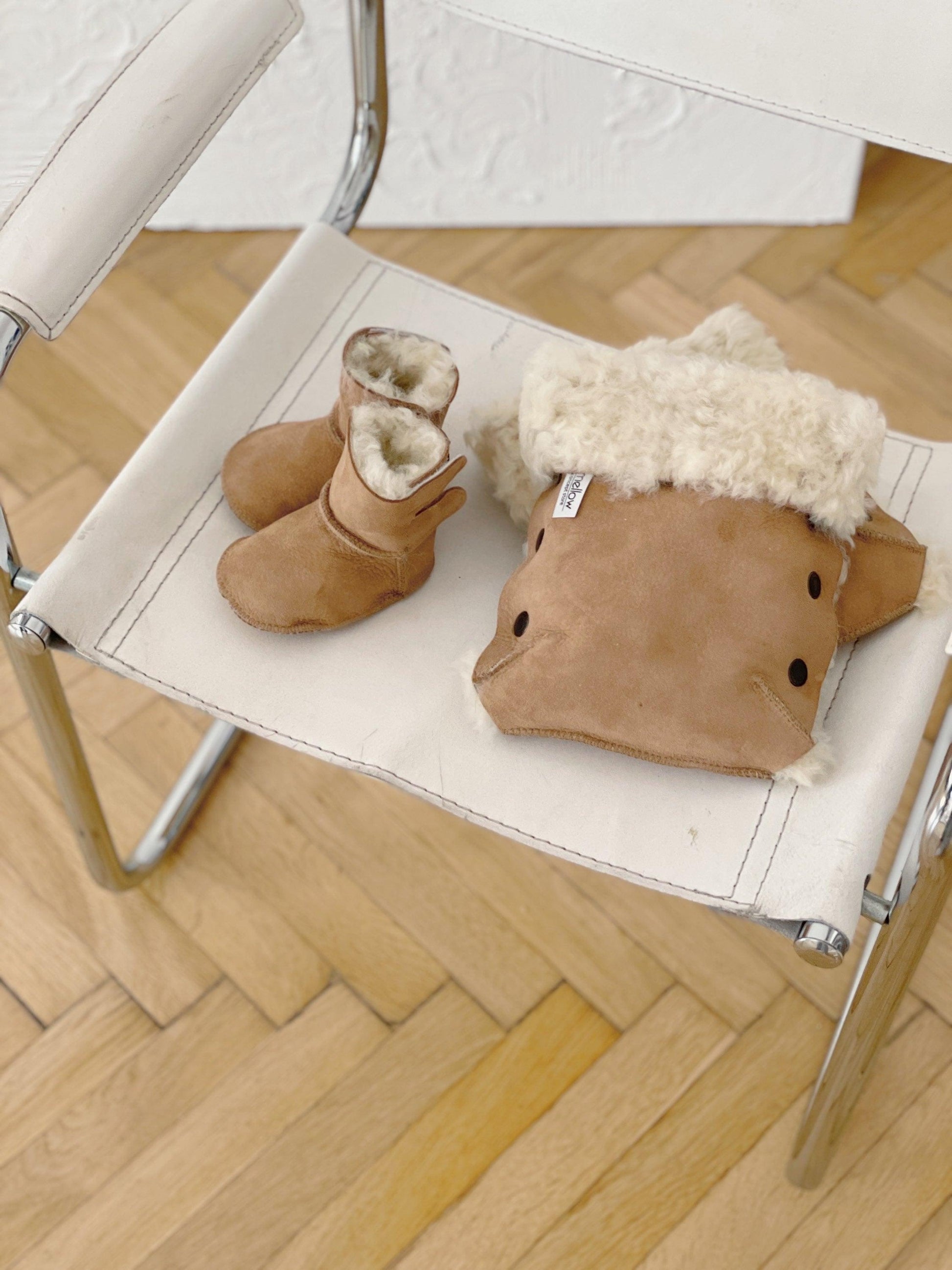 Beige Natural Sheepskin Stroller Hand Muffs