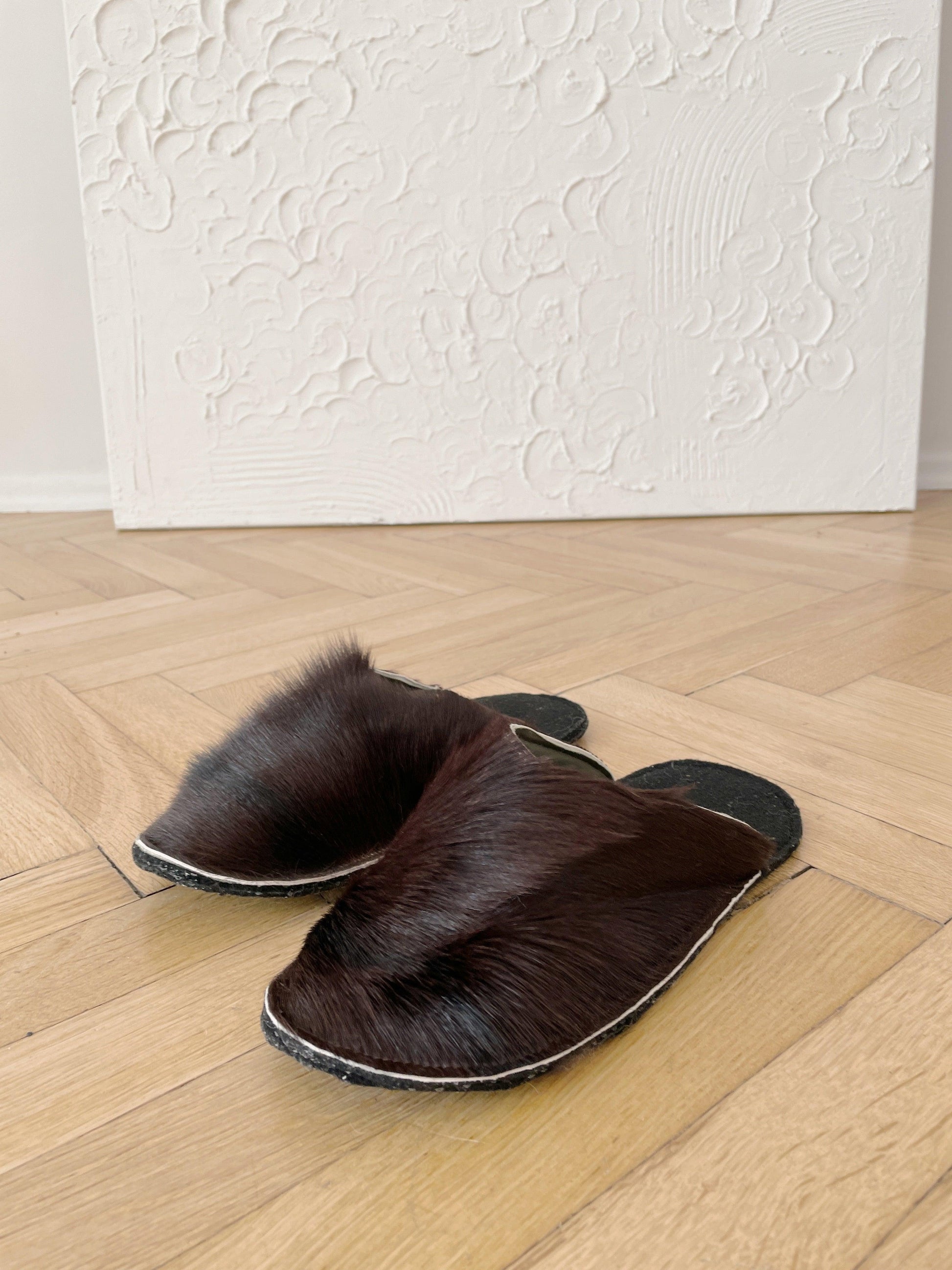 Adult Natural Goat skin Slippers