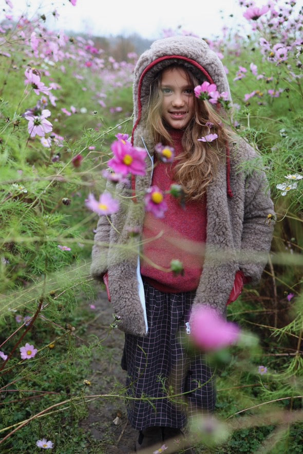 Baby/Kid Jacket in Teddy Wool - Melange Brown