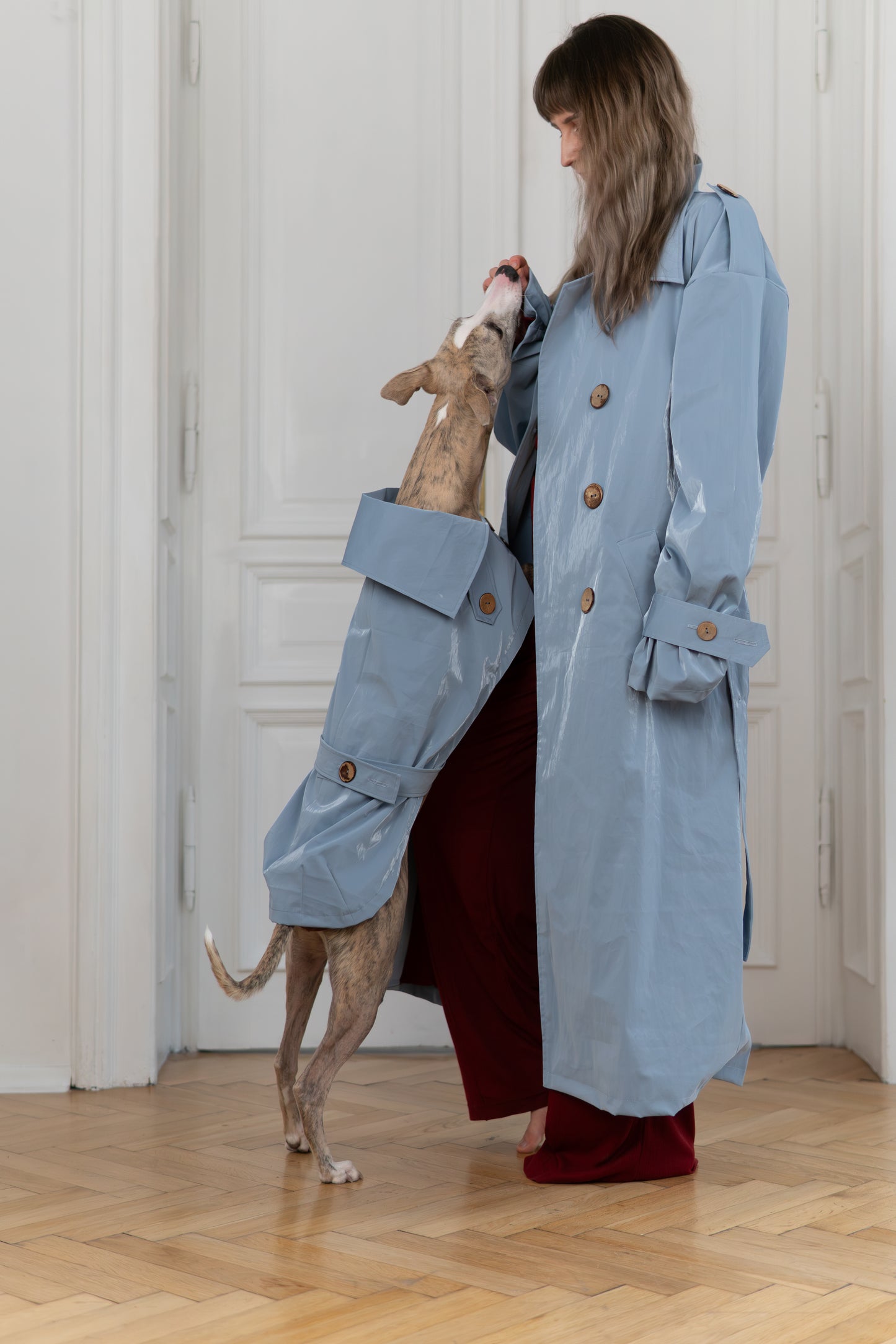 Water-repellent Dog Trench Coat - Light Blue