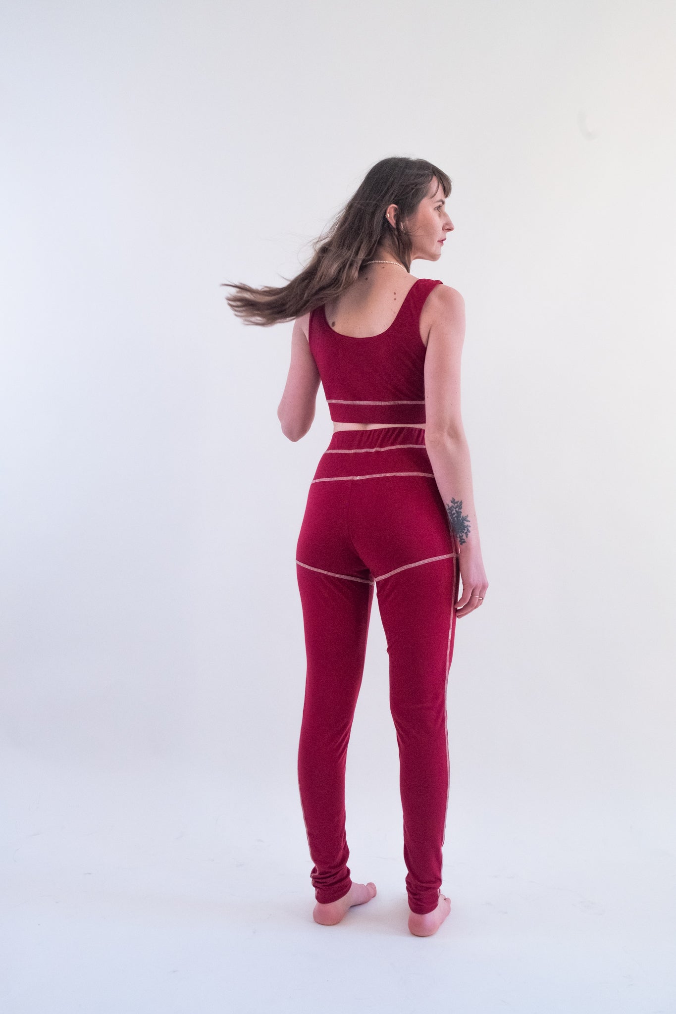 Lyocell/Wool Sports Leggings - Burgundy