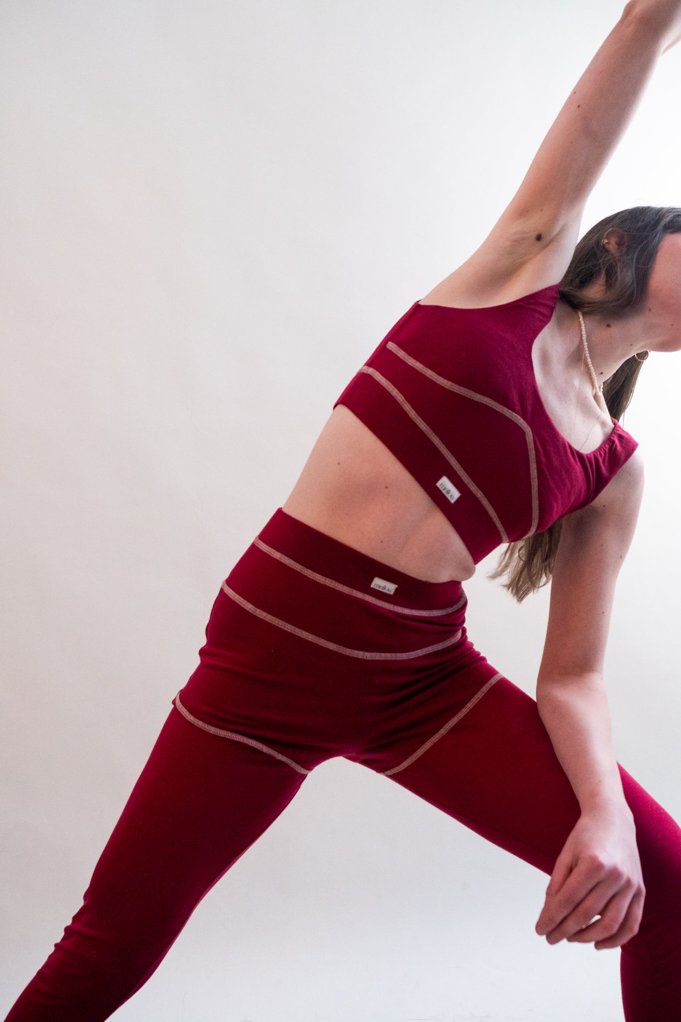 Lyocell/Wool Sports Leggings - Burgundy