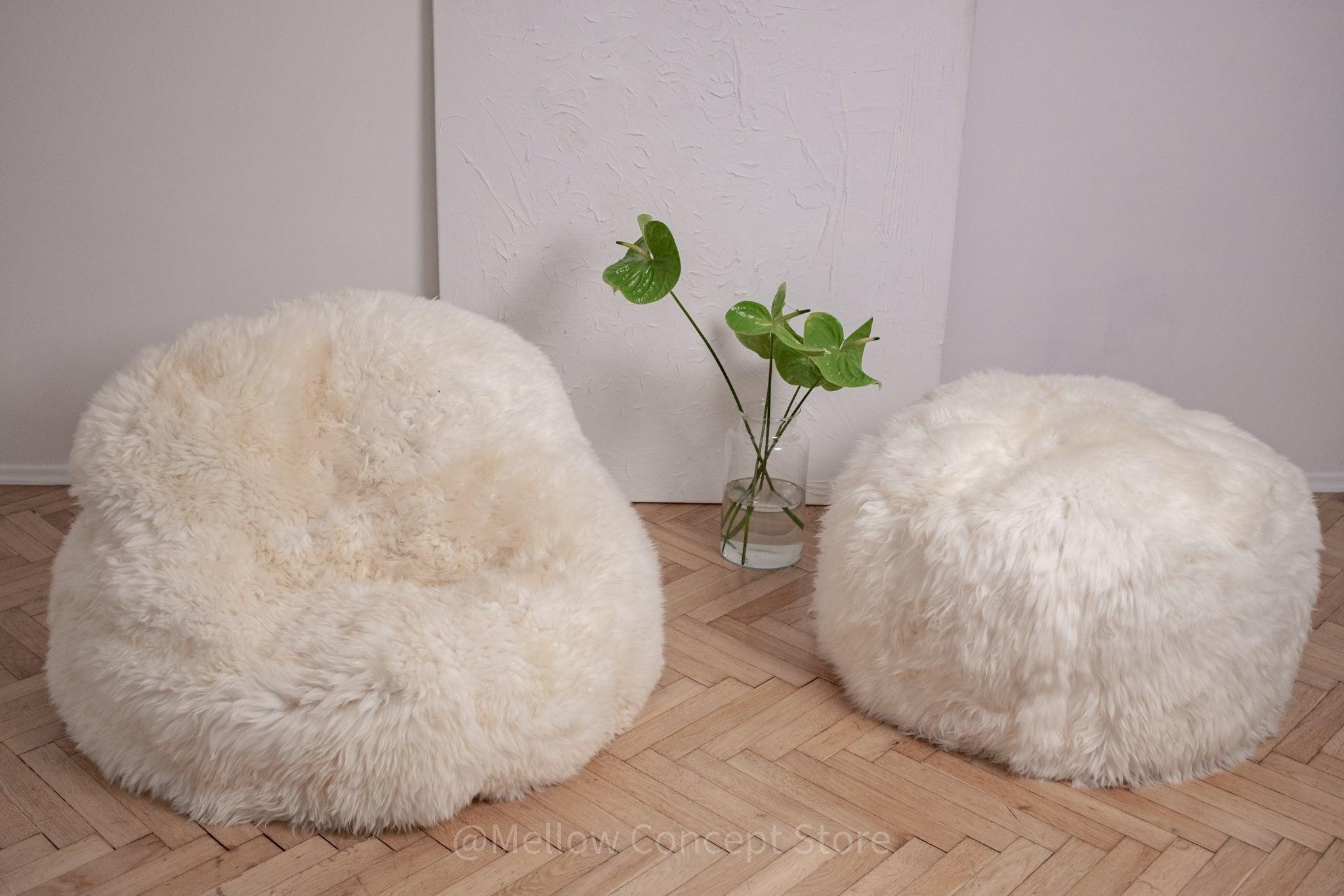 Faux sheepskin pouf sales