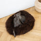 Round Natural Sheepskin Pet Bed - Brown