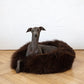 Round Natural Sheepskin Pet Bed - Brown