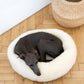 Round Natural Wool Pet Bed - White