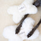 Natural Sheepskin Dog Toy - Bone - White