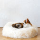 Round Natural Sheepskin Pet Bed - White