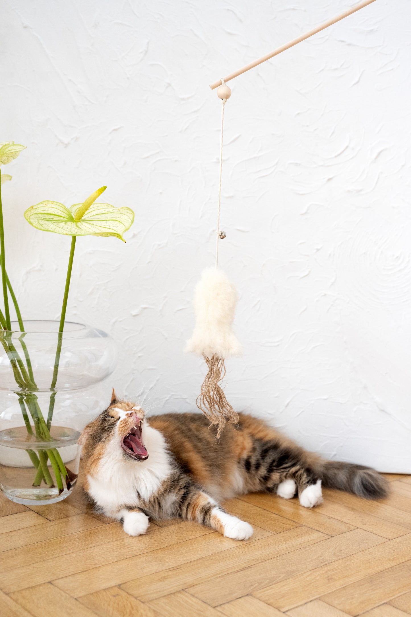 Natural Sheepskin Cat Toy: Fish