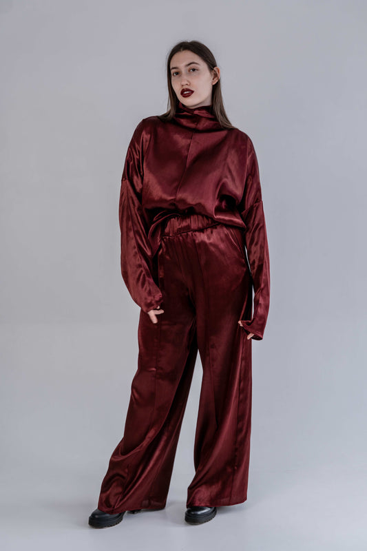 Silk/Cotton Clothing Set - Burgundy