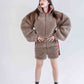 Woolen Women's Short Jacket - Beige