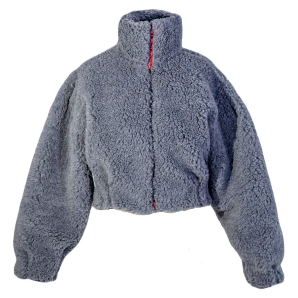 Woolen Women's Short Jacket - Dark Grey