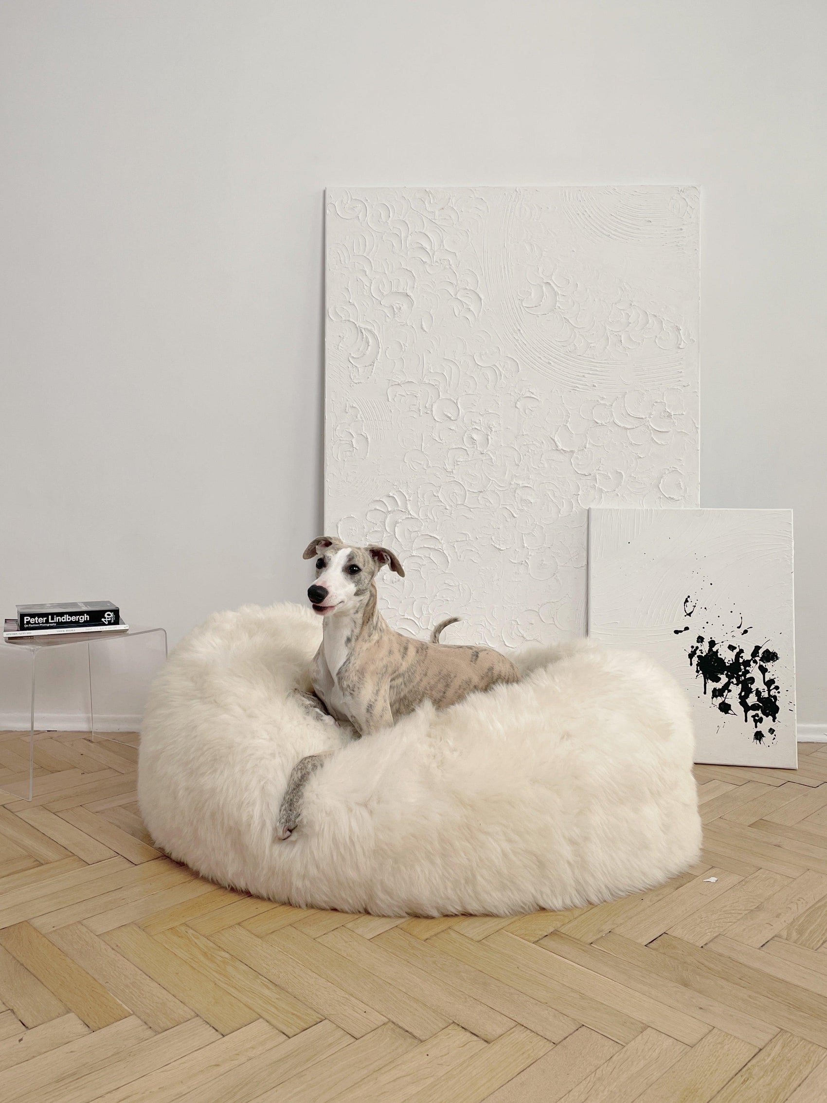 Oval Natural Sheepskin Pet Bed