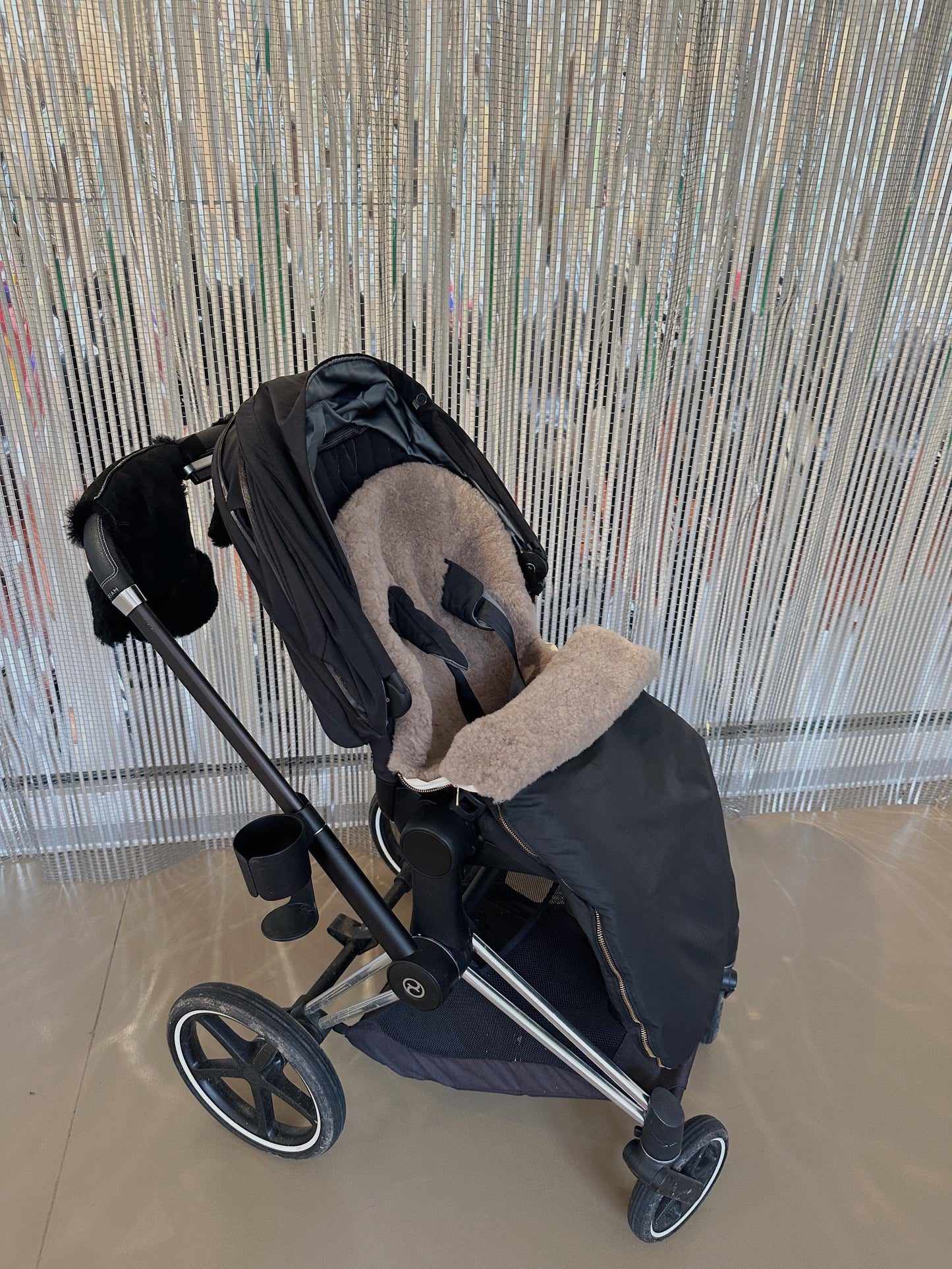 Black Natural Sheepskin Stroller Sleeping Bag