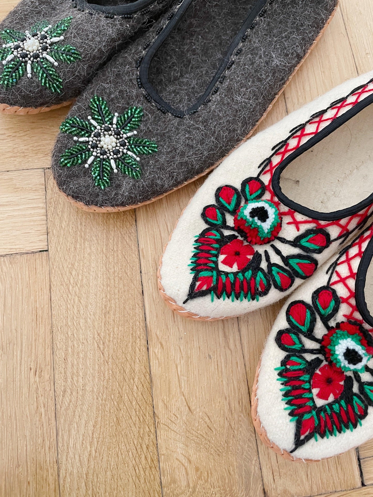 Adult Woolen Slippers (felt) with ornaments